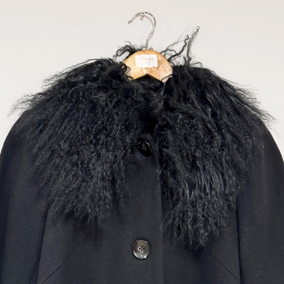 Sofia Cashmere Women's Black Mongolian Lamb Fur Trim Wool/Cashmere Coat Size 6 - Picture 5 of 9